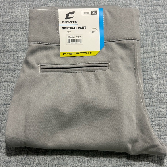 NWT Champro Girls Softball Pants Dark Grey Graphite Black Pipe Size XL - Picture 1 of 9